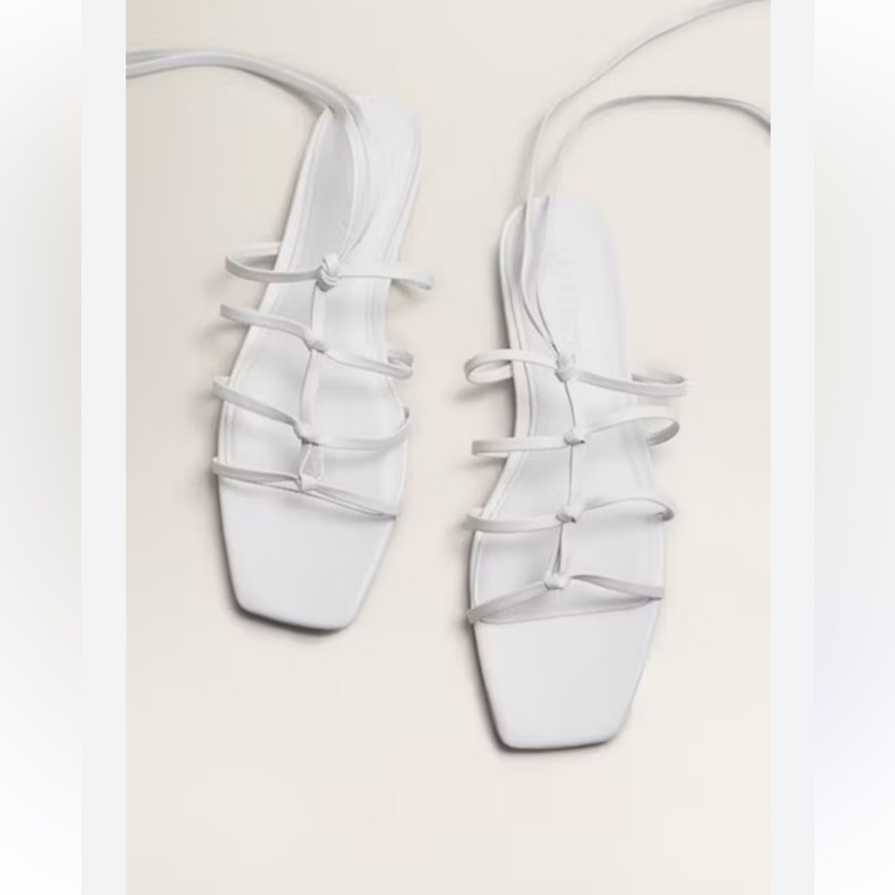MANGO leather squared leather strap sandals
